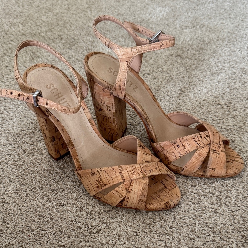 SCHUTZ Women's Cork Strappy Heels